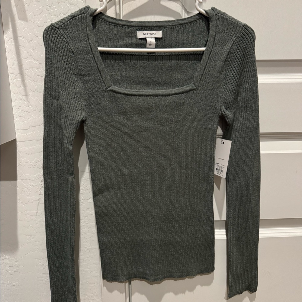 Nine West Green Ribbed Sweater